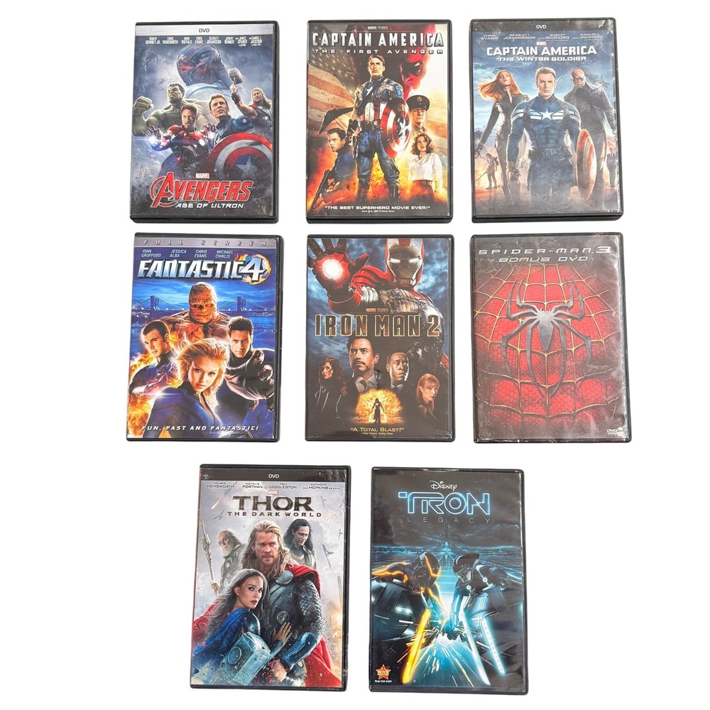 Marvel DVD Lot Avengers Iron Man‎ Captain America Thor Spider Man Fantastic 4